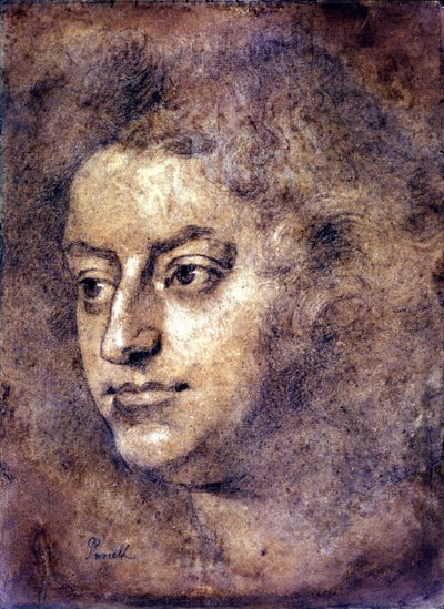 Porträt von Henry Purcell (1659 - 1695), englischer Komponist. Gemälde zugeschrieben Sir John Closterman. Schwarze Kreide. 1695. London, National Portrait Gallery von John Baptiste Closterman