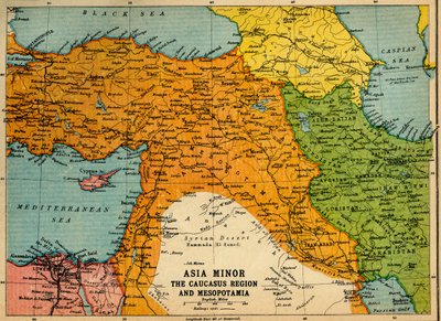 Kleinasien, die Kaukasusregion und Mesopotamien, Erster Weltkrieg von John Bartholomew and Son