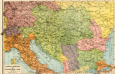 Österreich-Ungarn und Nachbarländer - Karte, 1920 von John Bartholomew and Son