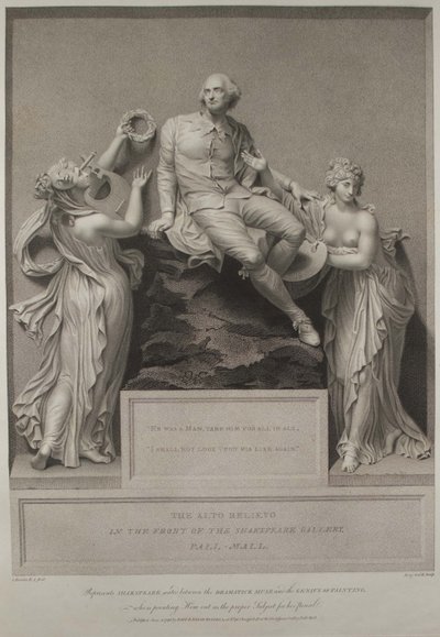 Shakespeare mit der Muse der Literatur und dem Genius der Malerei, 1803 von John Boydell