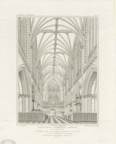 Innenraum der Kathedrale von Lichfield - Chor (Gravur, ca. 1820) von John Britton