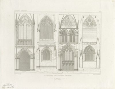 Innenraum der Kathedrale von Lichfield - Langhaus und Chor (Gravur, ca. 1819) von John Britton