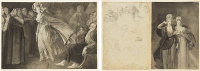 Frau unter den Mönchen stehend (recto) Skizzen von Köpfen (verso, links); Zwei Frauen (verso, rechts) von John Brown