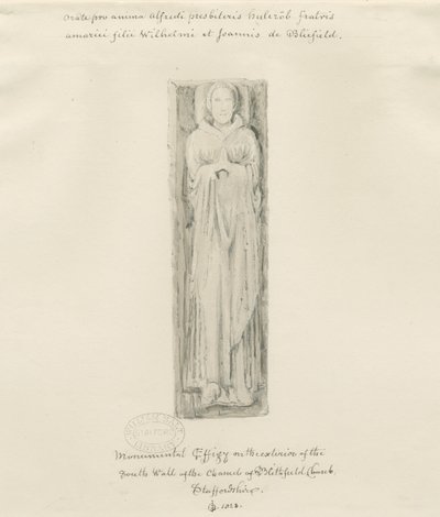 Blithfield Kirche - Monumentale Figur: Getönte Zeichnung, 1823 von John Buckler