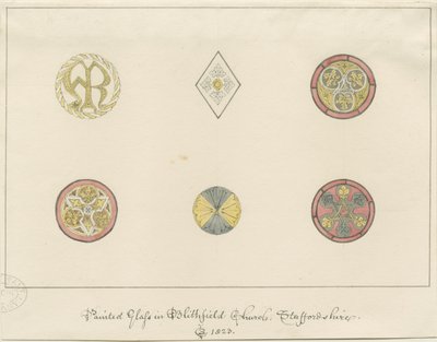 Blithfield Kirche - bemaltes Glas: Bleistiftzeichnungen, 1823 von John Buckler
