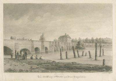 Burton-upon-Trent Brücke und Stadt: Sepiazeichnung, 1839 von John Buckler