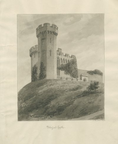 Castle Church - Stafford Castle: Sepia-Zeichnung von John Buckler