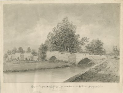 Handsacre - Alte Hohe Brücke: Sepiazeichnung, 1839 von John Buckler