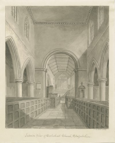 Innenraum der Eccleshall Kirche von John Buckler