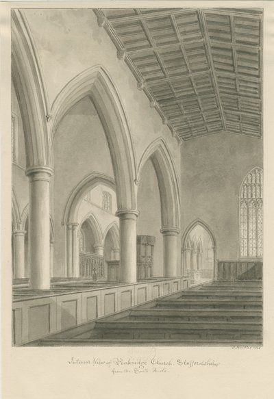 Innenraum der Kirche von Penkridge von John Buckler