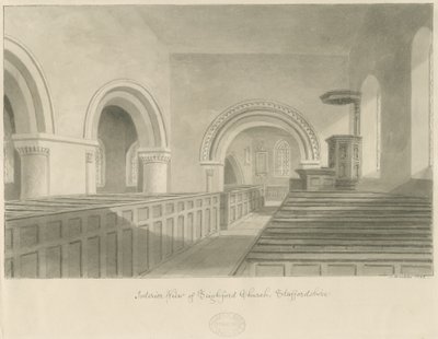 Innenraum der Kirche von Seighford von John Buckler