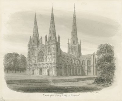 Lichfield Kathedrale - Südwestansicht von John Buckler