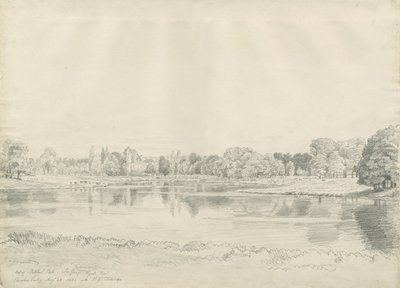 Patshull House - Park und Teich: Bleistiftzeichnung, 25. August 1820 von John Buckler
