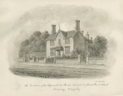 Stafford - Residenz von Reverend Baber: Sepiazeichnung, 1844 von John Buckler