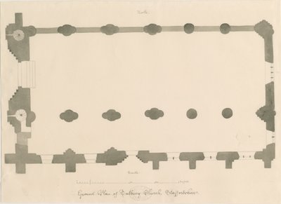 Tutbury Priory Kirche - Plan von John Buckler