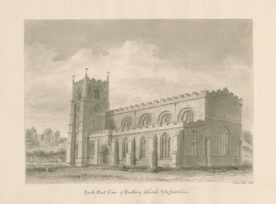 Tutbury Priory Kirche: Sepia-Tuschzeichnung, 1812 von John Buckler