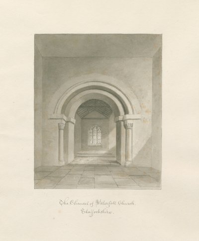 Waterfall Kirche - Inneres des Chors: Sepiazeichnung, 1847 von John Buckler