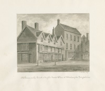 Wolverhampton - Alte Häuser auf der Südseite des Marktplatzes von John Buckler