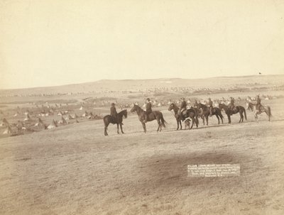 Gen. Miles und Stab betrachten das größte feindliche Indianerlager in den USA, nahe Pine Ridge von John C. H. Grabill