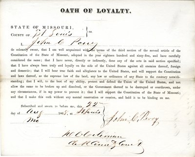 Loyalitätseid von John C. Perry aus Missouri, County of St. Louis von John C. Perry
