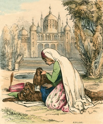 Schönheit entdeckt das Biest im Garten von John Callcott Horsley