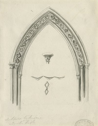 Innenraum der Lichfield Kathedrale - Bogen im Nordschiff von John Carter