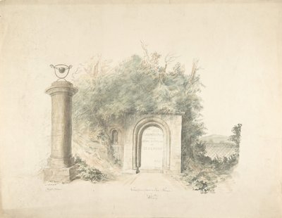Titelseite zu einer Gruppe von Plänen, Erhebungen und szenischen Innenräumen von Lea Castle, Worcestershire..., 18 von John Carter.