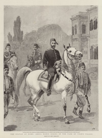Der Sultan zu Hause, Abdul Hamid reitet im Park des Yildiz-Palastes von John Charlton