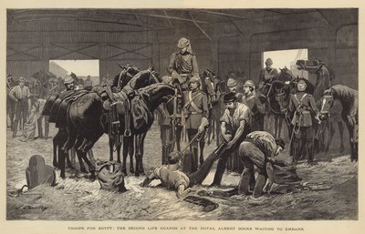 Truppen für Ägypten, die Second Life Guards an den Royal Albert Docks warten auf das Einschiffen von John Charlton