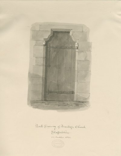 Armitage Kirche - Nordtür von John Chessell Buckler