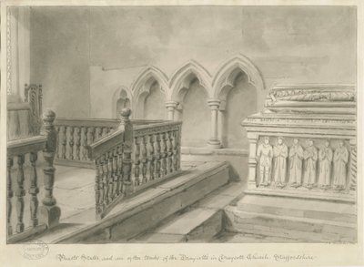 Innenraum der Draycott in the Moors Kirche von John Chessell Buckler