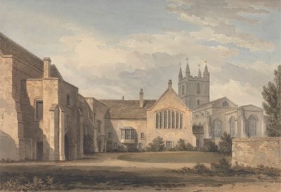 Südostansicht der Kirche und des Palastes in Croydon, Surrey von John Chessell Buckler