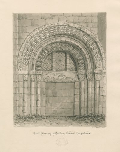 Tutbury Priory Kirche - Südportal von John Chessell Buckler