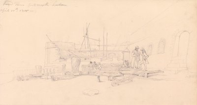 Zeichnung des Rundturms, Hafen von Portsmouth von John Christian Schetky