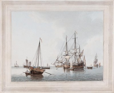 Schiffe in ruhiger See von John Cleveley the Younger
