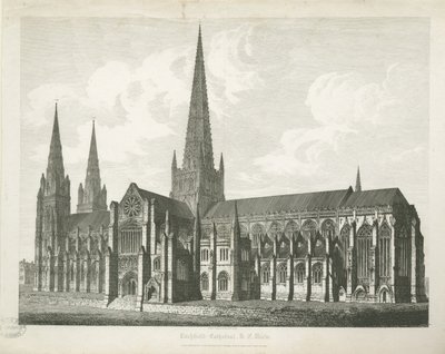 Kathedrale von Lichfield - Südostansicht: Gravur, nd [ca. 1823] (Druck) von John Coney
