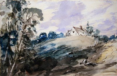 Ein Cottage auf einem hohen Ufer von John Constable