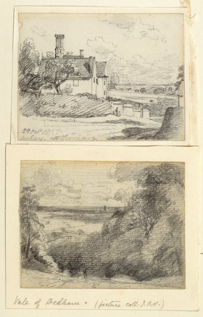 Ein Herrenhaus, 1815, und Dedham von nahe Gun Hill, Langham, ca. 1815 von John Constable