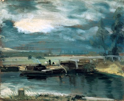 Lastkähne auf der Stour, mit Dedham Kirche in der Ferne, 1811 von John Constable
