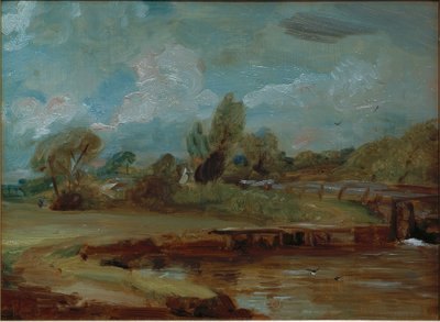 Die Schleuse von Flatford, von einem Pfad am Fluss aus von John Constable