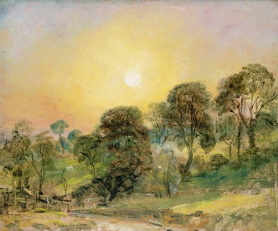 Bäume auf Hampstead Heath bei Sonnenuntergang von John Constable