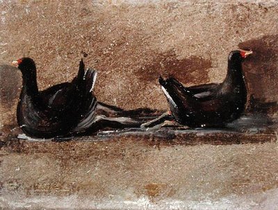 Zwei Teichhühner auf dem Wasser von John Constable