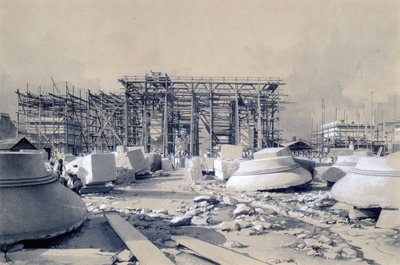 Bau des Euston Arch, Oktober 1837 von John Cooke Bourne