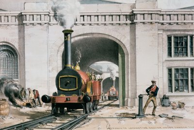 Eingang zum Lokomotivmaschinenhaus, Camden Town, London, 1839 von John Cooke Bourne