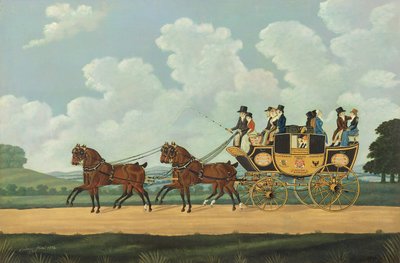 J. und W. Chaplins Dover-London Postkutsche auf der Straße von John Cordrey