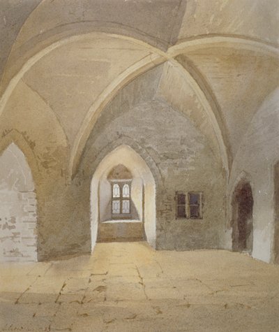 Innenansicht des Gefängnisses im Bowyer Tower, Tower of London, Stepney, London, 1883 von John Crowther