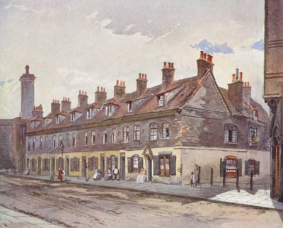 Verlorenes London: Alte Häuser in der Pye Street, Westminster (Farblithografie) von John Crowther