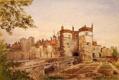 Ansicht des Tower of London, zeigt Byward Tower, Beauchamp Tower, Devereux Tower und St. Thomas Tower von John Crowther