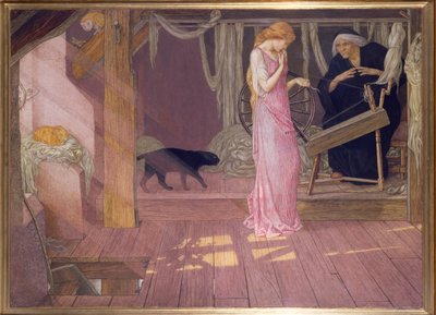 Dornröschen: Die Prinzessin sticht sich in den Finger von John Dickson Batten