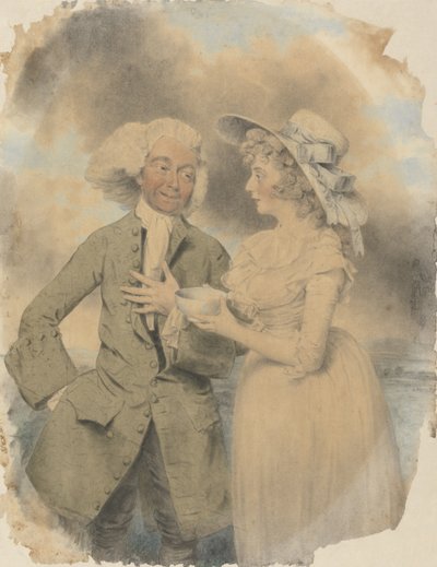 John Edwin und Mrs. Wells als Lingo und Cowslip in The Agreeable Surprise, 1787 von John Downman